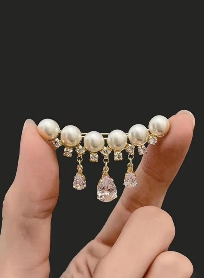 Take Two  Women Gold Faux Pearl Rhinestone Brooch for Women | Best Price UAE