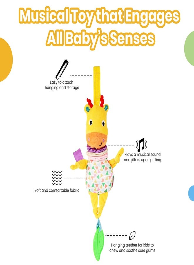 Nuluv Jittery Musical Moo Baby Stroller Toy, Vibrating Soft Plush Toy with Teether and Gentle Music, Hanging Crib Toy, Non-Toxic, BPA-Free, Travel-Friendly, for Kids 3+ Months - Image 4
