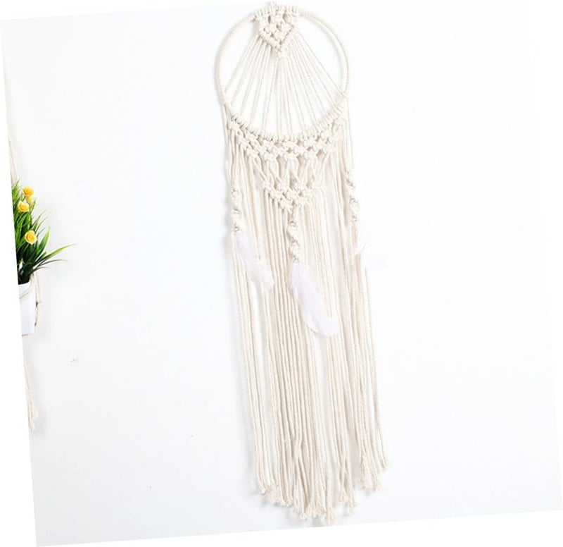 klarako 1pc Macrame Living Decoration Hangings Wall Dorm For Bedroom Craft Dreamcatcher Pendant Large Nordic Style Chic Tapestry Beige Ornament Handmade Gift Adornment Catcher Hanging - Image 3