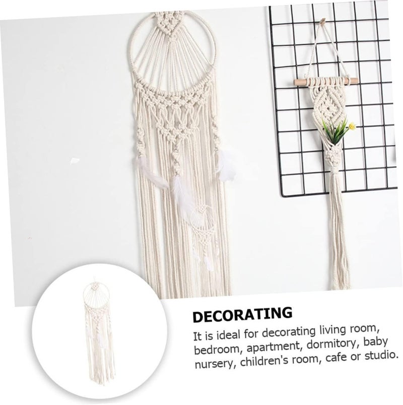 klarako 1pc Macrame Living Decoration Hangings Wall Dorm For Bedroom Craft Dreamcatcher Pendant Large Nordic Style Chic Tapestry Beige Ornament Handmade Gift Adornment Catcher Hanging - Image 1