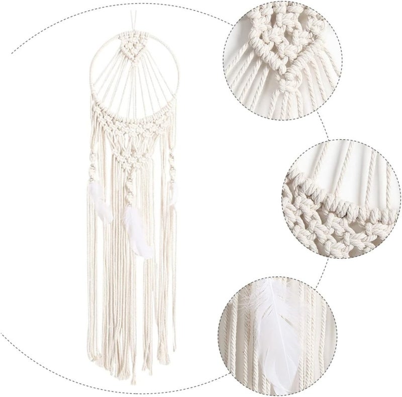 klarako 1pc Macrame Living Decoration Hangings Wall Dorm For Bedroom Craft Dreamcatcher Pendant Large Nordic Style Chic Tapestry Beige Ornament Handmade Gift Adornment Catcher Hanging - Image 2