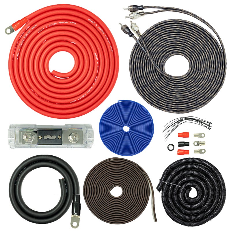 SoundBox PCK0 0 Gauge Amp Kit Complete Amplifier Install Wiring Cables 7500W