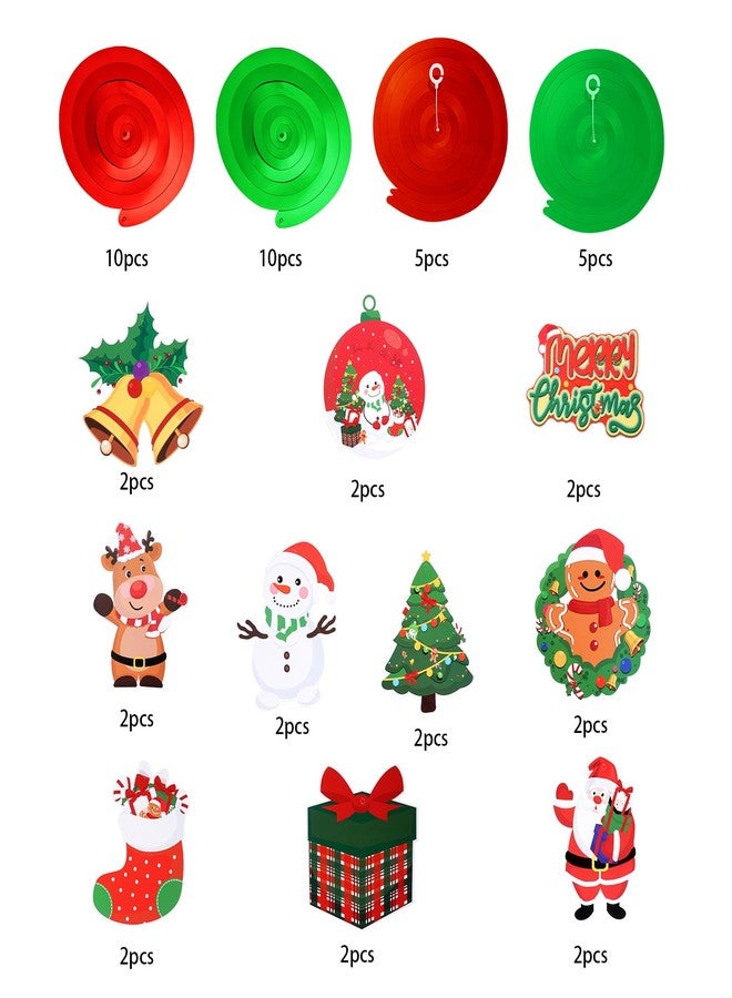 Sucrain Christmas Hanging Foil Swirl Decorations Set Holiday Hanging Swirls Ceiling Decorations Santa Snowman Elk Sign Holiday Christmas Party Supplies - Image 3