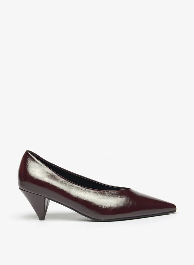 Celeste Women's Solid Slip-On Pumps with Cone Heels