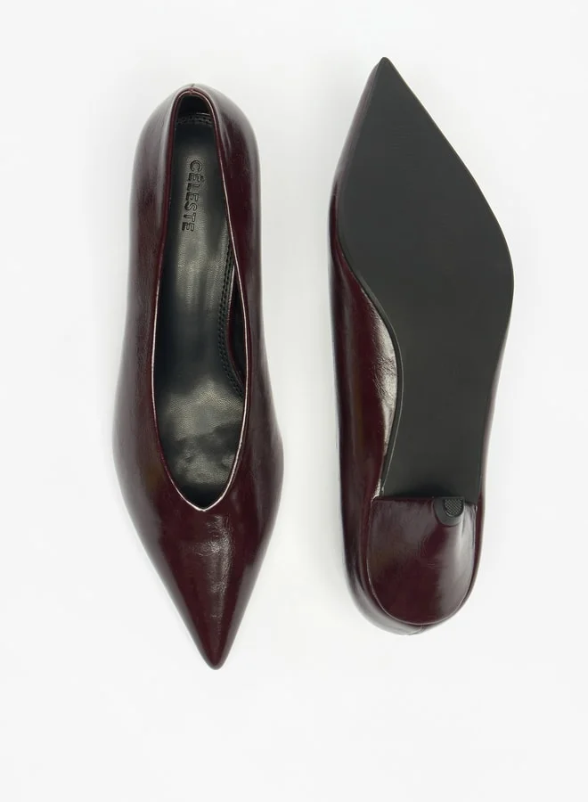 Celeste Women's Solid Slip-On Pumps with Cone Heels