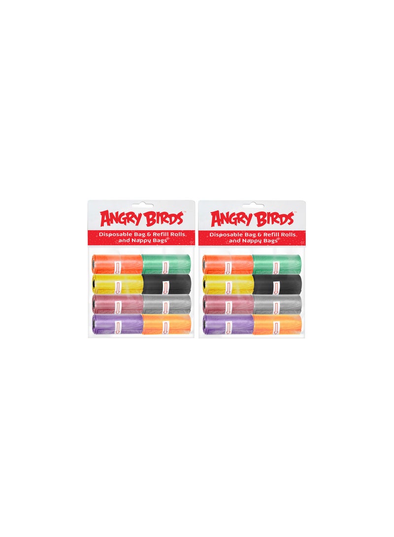 Angry Bird Bag and Refill 8 Rolls Pack of 2-320 Bags, Baby Nappy bag, Pet waste bag, Scented Diaper bag, Trash bag, Garbage bag, Colorful Plastic bag, sacks - Image 1