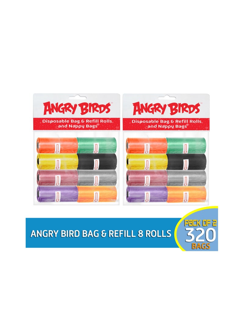 Angry Bird Bag and Refill 8 Rolls Pack of 2-320 Bags, Baby Nappy bag, Pet waste bag, Scented Diaper bag, Trash bag, Garbage bag, Colorful Plastic bag, sacks - Image 2