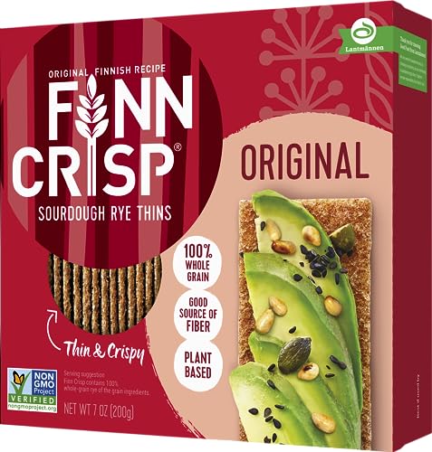 Finn Crisps Original Rye Crispbread 7oz  Thin Crispy Rye Flatbread Crackers  Authentic Finnish Sourdough Crispbread  Whole Grain Rye Crackers 7 oz Box - Image 1