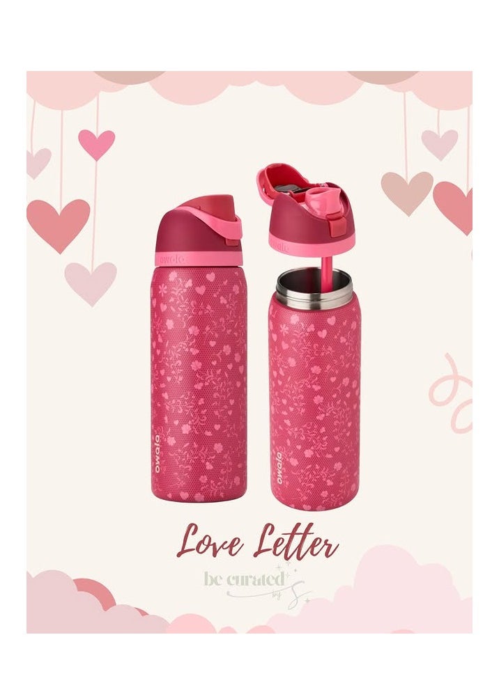 Owala Freesip Insulated Stainless Steel Water Bottle With Straw For Sports And Travel, Bpa-Free,Freesip Insulated Stainless Steel Water Bottle With Straw For Sports And Travel, Bpa-Free, Love letter 32OZ  - Image 4