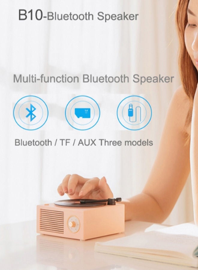 NIBEMINENT B10 Retro Vinyl Player Bluetooth Speaker Nordic Pink/Black - Image 2