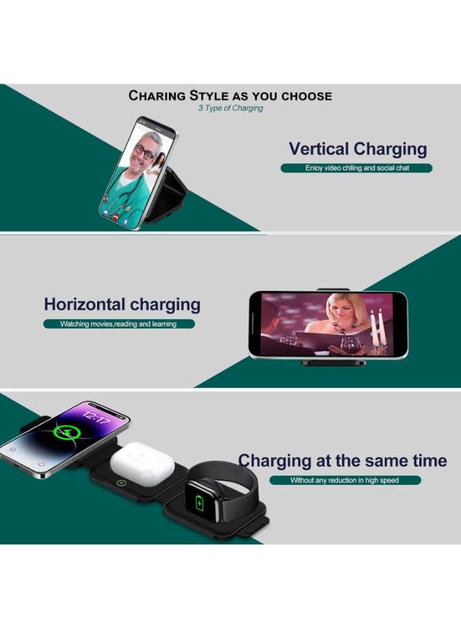 Digitplus 3 in 1 Charging Station Wireless Foldable Travel Charger for Multiple Devices, Magnetic and Compatible for iPhone 15/14/13/12/Pro/Max, i Watch, Ear Pods 3/2/Pro (with Adapter) - Image 5