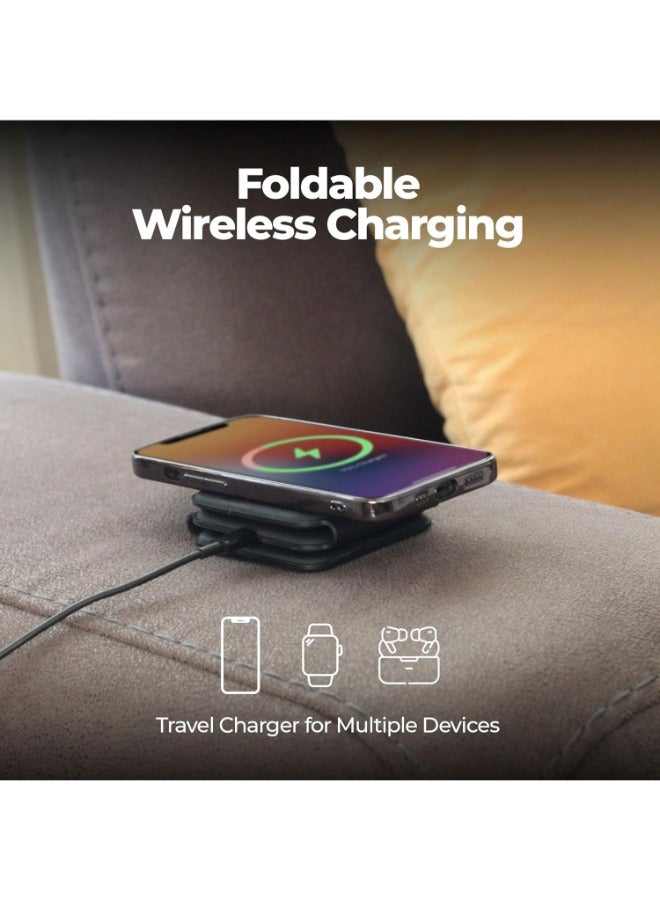 Digitplus 3 in 1 Charging Station Wireless Foldable Travel Charger for Multiple Devices, Magnetic and Compatible for iPhone 15/14/13/12/Pro/Max, i Watch, Ear Pods 3/2/Pro (with Adapter) - Image 4