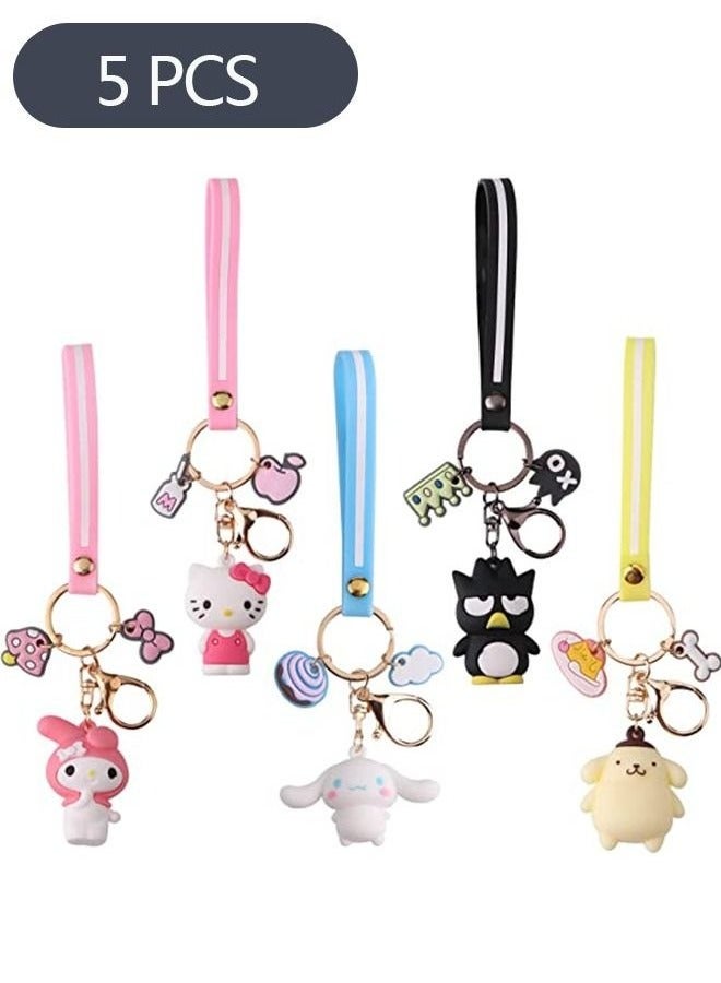 5-Piece Wrist Anime Keychain, Kawaii Car Keychain Accessories, Key Purse Handbag Charms for Women - Image 1