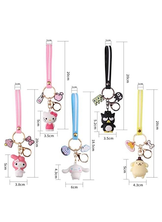 5-Piece Wrist Anime Keychain, Kawaii Car Keychain Accessories, Key Purse Handbag Charms for Women - Image 2