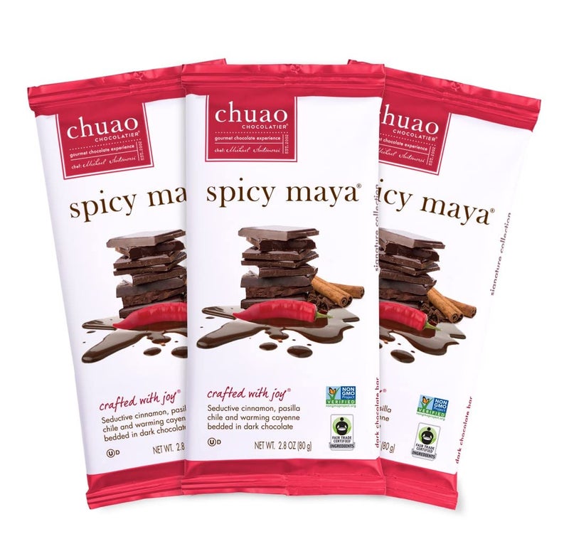 Chuao Chocolatier Spicy Maya Dark Chocolate Bars | Gourmet Cinnamon Cayenne Artisan No Preservatives | For Gift Baskets, Christmas, Valentines Day, Gifts for Women, Men, Birthday, Thank You, Care Package | 3 Pack - Image 1