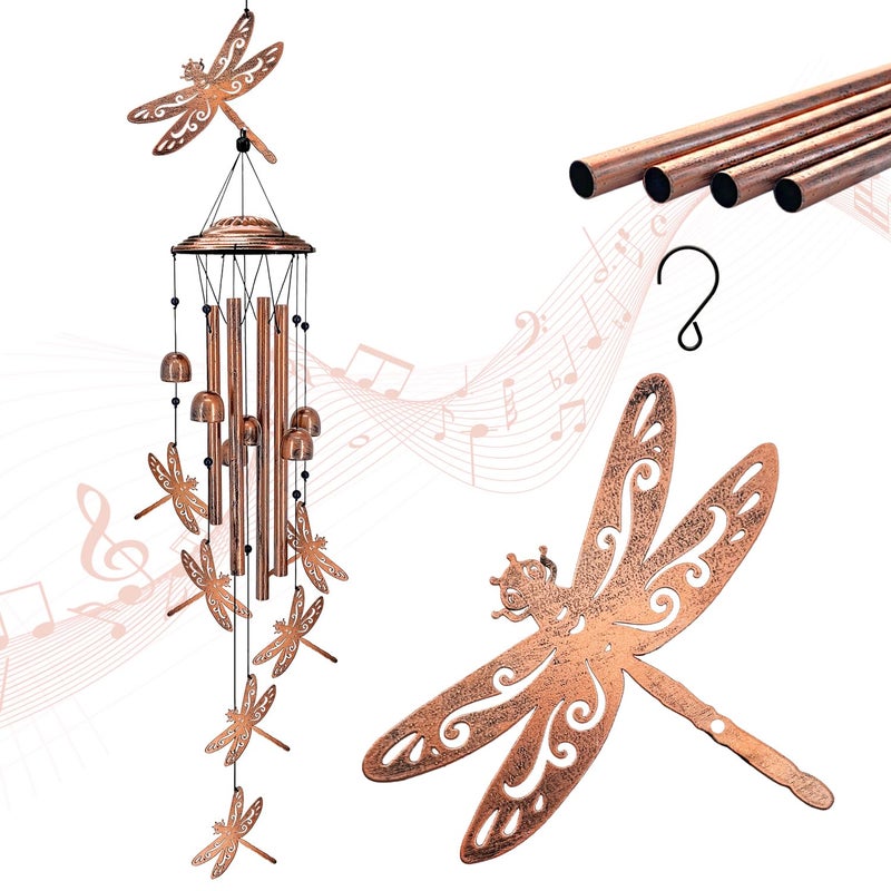 Dragonfly Wind Chimes Outdoor Dragonfly Gifts for Women/Men/Mom/Grandma/Wife Birthday Gifts Memorial Gift Metal WindChimes for Outside/Indoors, Home, Lawn, Porch, Patio, Garden Decor, Yard Decorations - Image 1