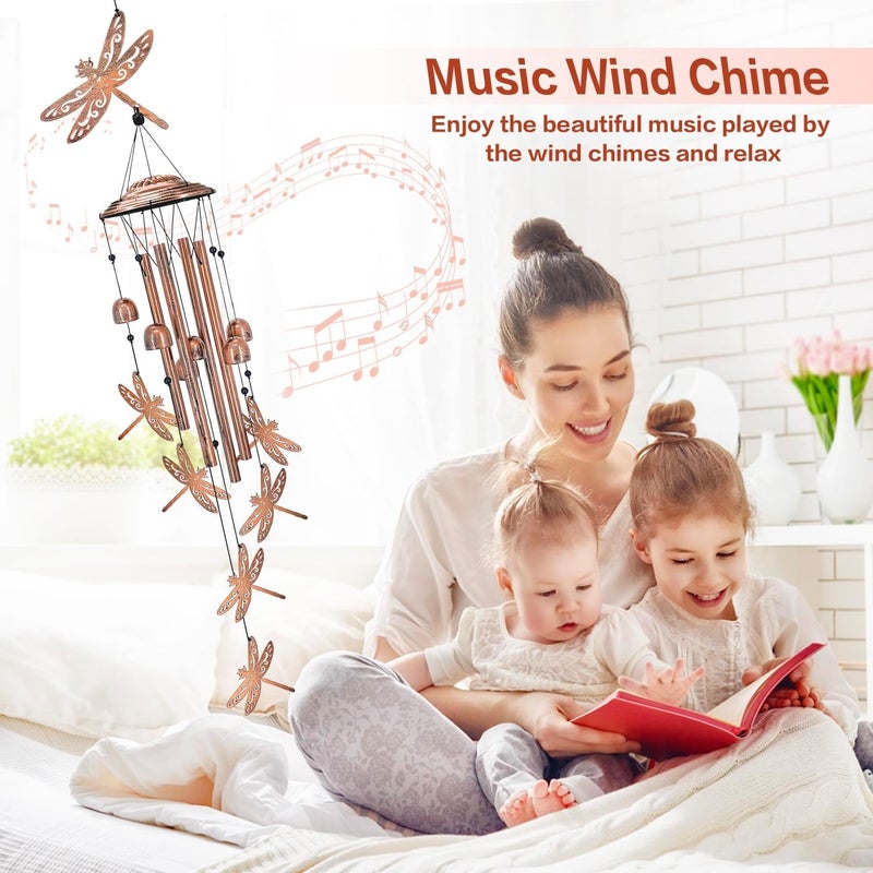 Dragonfly Wind Chimes Outdoor Dragonfly Gifts for Women/Men/Mom/Grandma/Wife Birthday Gifts Memorial Gift Metal WindChimes for Outside/Indoors, Home, Lawn, Porch, Patio, Garden Decor, Yard Decorations - Image 3
