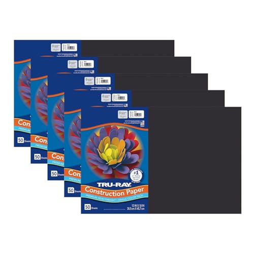 TruRay Construction Paper Black 12 x 18 50 Sheets Per Pack 5 Packs - Image 1