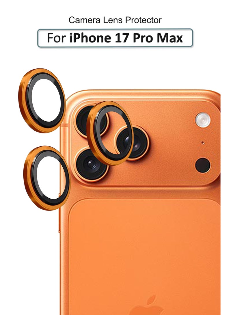 For Apple iPhone 17 Pro Max Back Camera Lens Glass Protector / Lens Shield / Scratch-Resistant Camera Glass Protector - Orange - Image 1