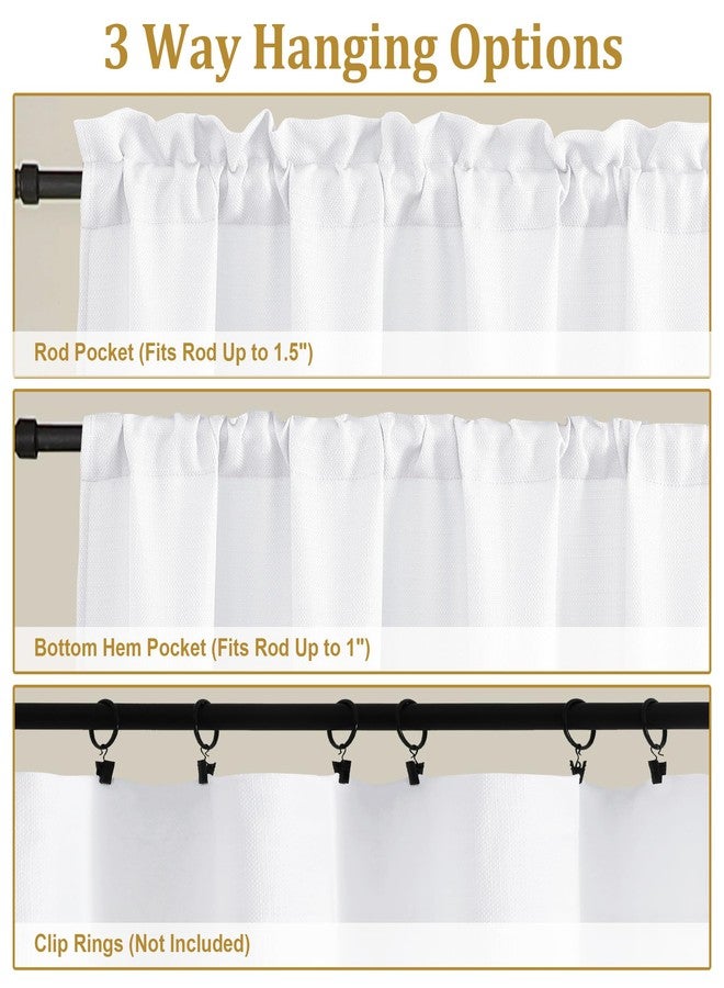 Lecloud White Valance for Window Curtains 12 Inch Length, Light Filtering Modern Small Kitchen Curtain, Short Burlap Farmhouse Drapes with Rods Pocket for Cafe Bedroom Camper Cabinet, 60" W x 12" L - Image 4