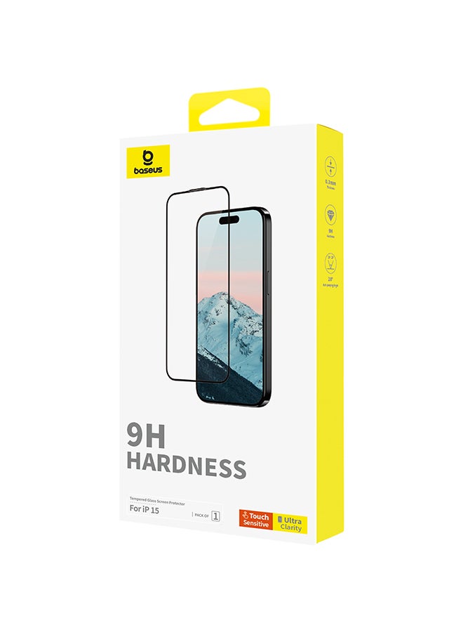 Baseus Diamond Series Full-Coverage HD Tempered Glass Screen Protector For iPhone 15 Clear - Image 2