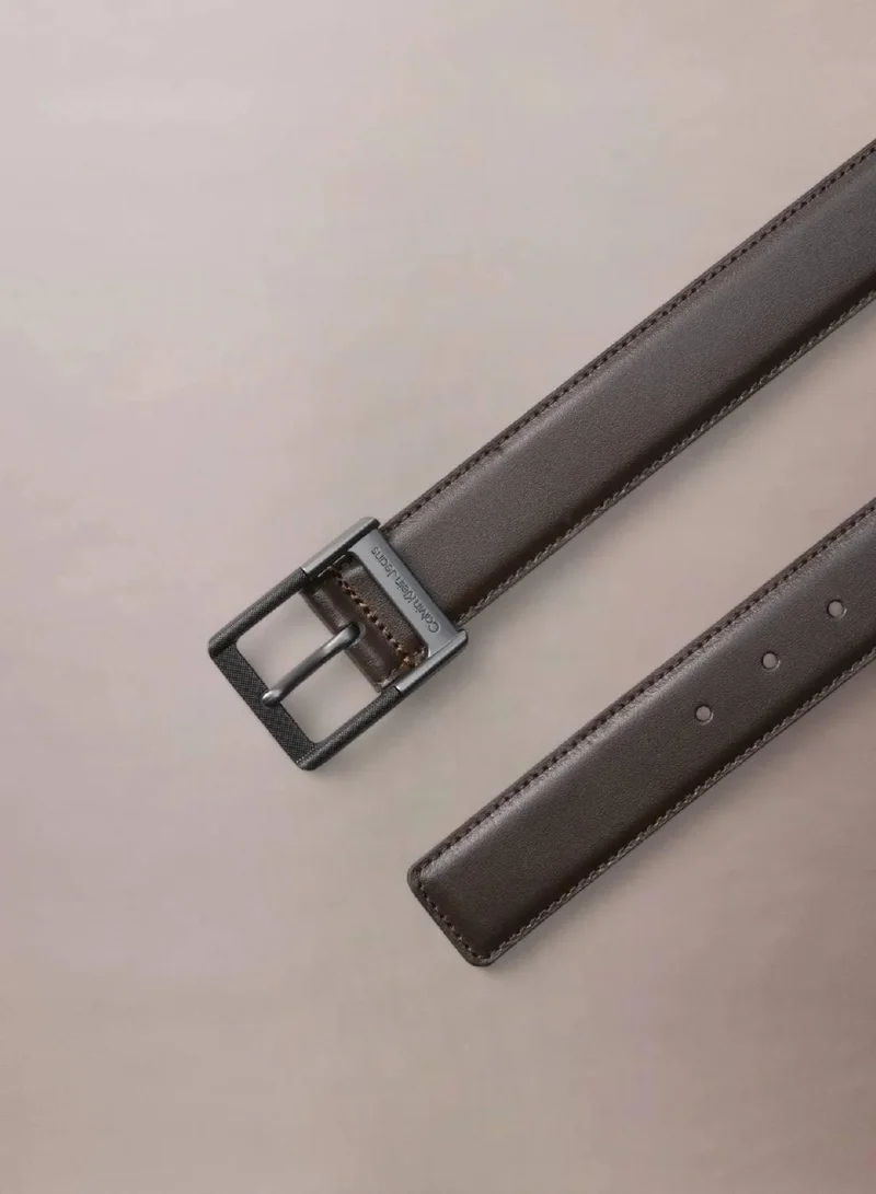 Calvin Klein Delicioso/Black & Matte Gunmetal Leather Belt for Men | Best Price UAE
