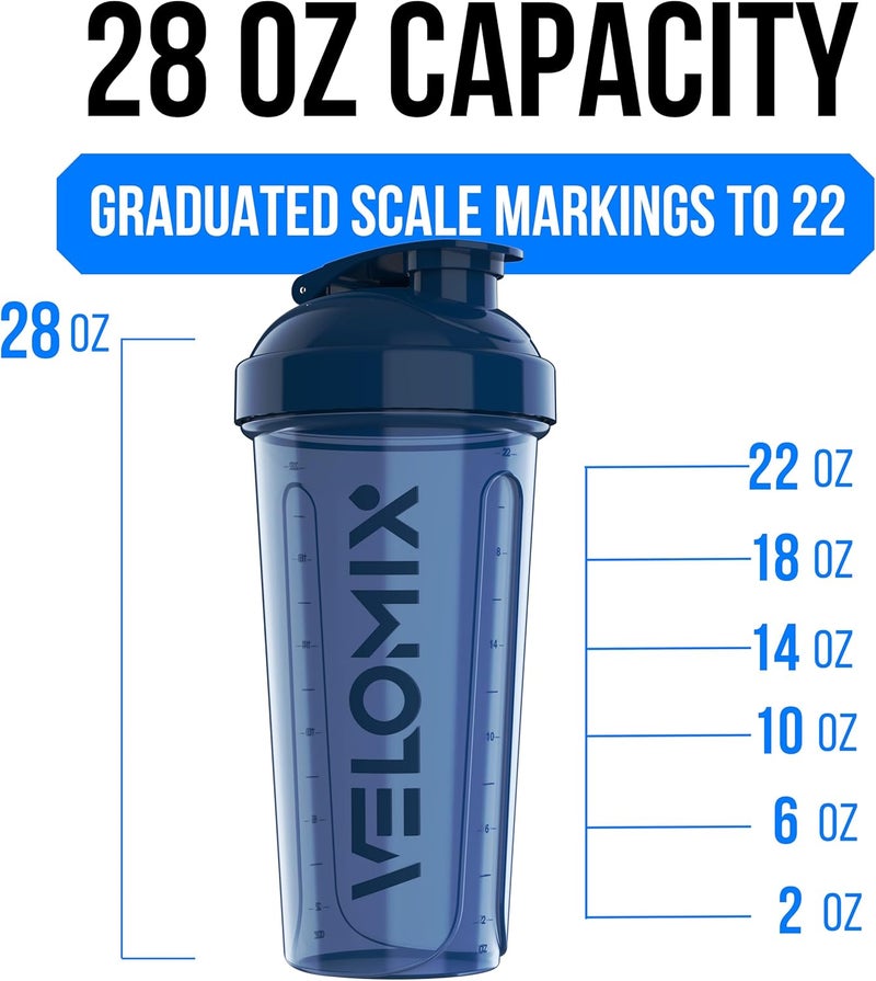 VELOMIX -2 Pack- 28 oz Protein Shaker Bottles for Protein Mixes - 2x Wire Whisk | Leak Proof Shaker Cups for Protein Shakes | Protein Shaker Bottle Pack | Shakers for Protein Shakes-Green&Blue - Image 4