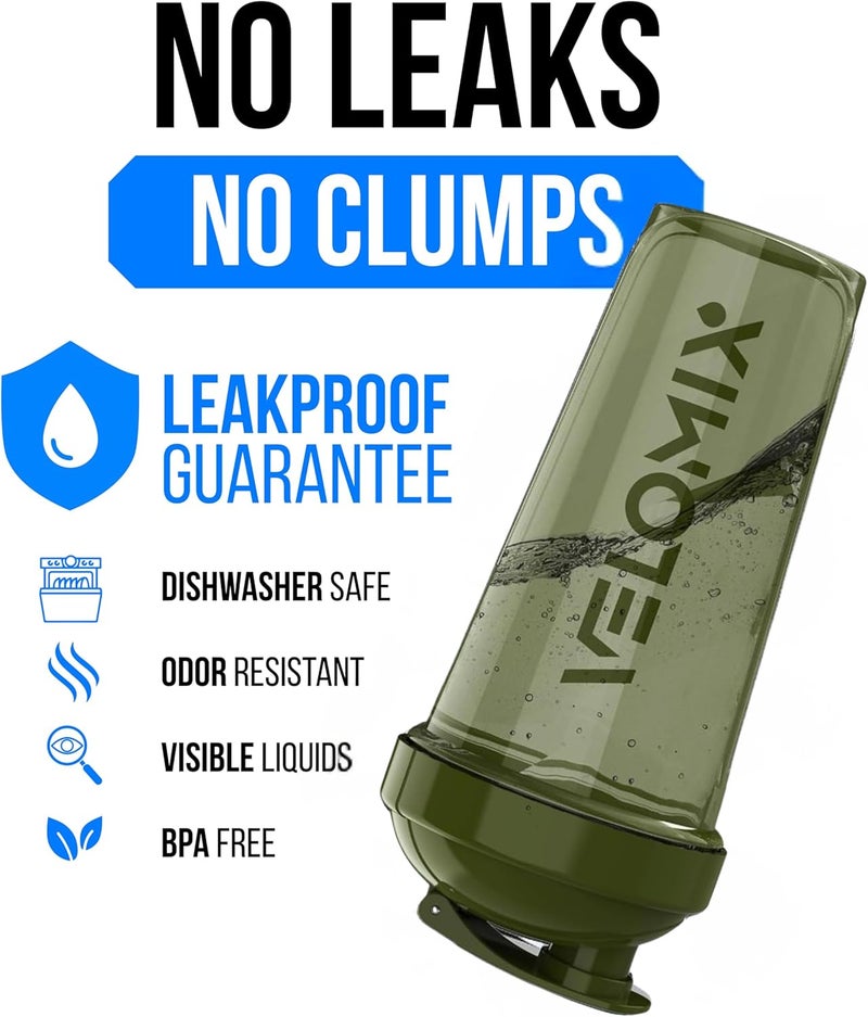 VELOMIX -2 Pack- 28 oz Protein Shaker Bottles for Protein Mixes - 2x Wire Whisk | Leak Proof Shaker Cups for Protein Shakes | Protein Shaker Bottle Pack | Shakers for Protein Shakes-Green&Blue - Image 3