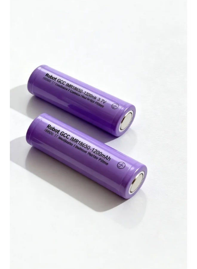 robotgcc Rechargeable 18650 Flat Top Li-ion Battery 3.7 V 1200 mAh | Reliable Lithium Power for Arduino Boards, RC Cars, STEM Kits & Smart DIY Devices (2 Pack) - Image 1