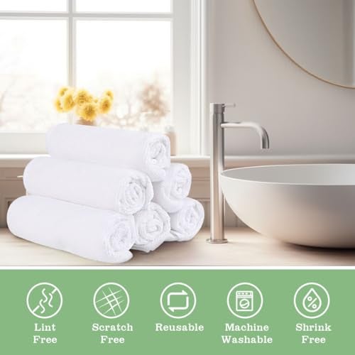 UNIMADE Washcloths Bulk - 100 Pack - Face Towels (12" x 12"), Highly Soft Wash Cloths and Hand Towels, Fast Drying Multi-Purpose Microfiber Cleansing Cloths for Bathroom, Hotel, Spa, and Salon - White - Image 5