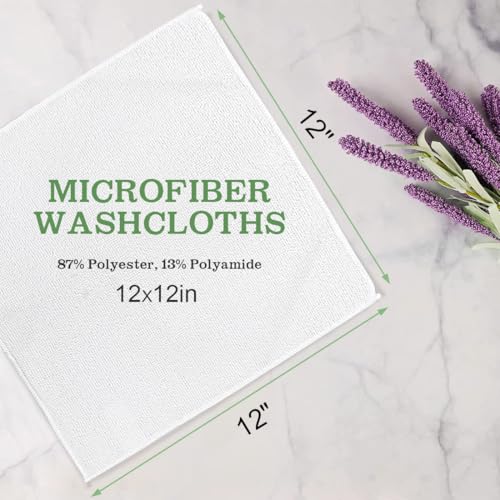 UNIMADE Washcloths Bulk - 100 Pack - Face Towels (12" x 12"), Highly Soft Wash Cloths and Hand Towels, Fast Drying Multi-Purpose Microfiber Cleansing Cloths for Bathroom, Hotel, Spa, and Salon - White - Image 2