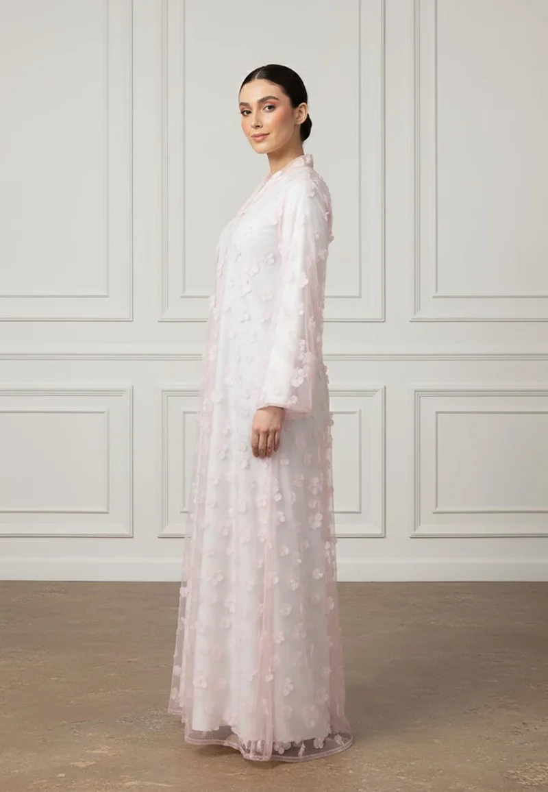 NUKHBAA Enchanted Floral Tulle Abaya-2P896