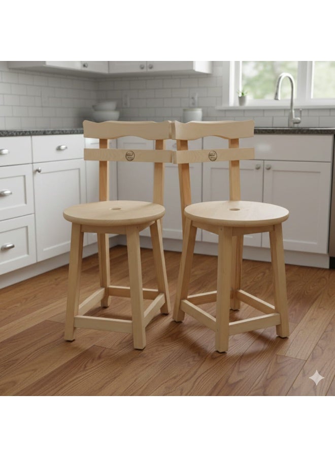 Set of 2 Solid Beech Wood Kitchen Chairs – 50 cm Height – Durable & Elegant Modern Design