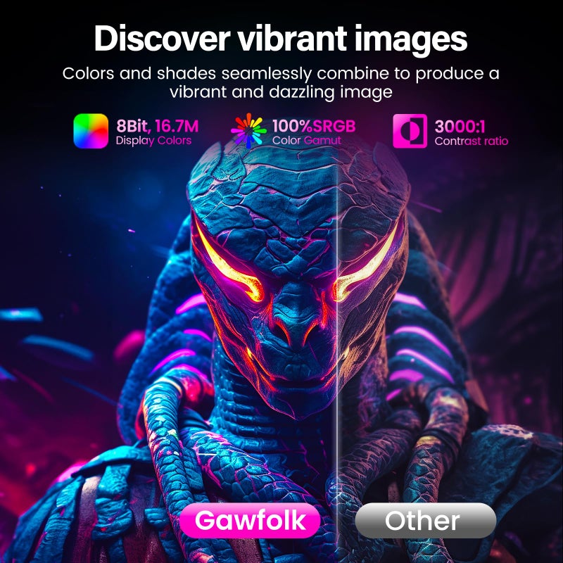 Gawfolk شاشة الألعاب غوفولك 24.5 بوصة 200 هرتز مع مكبرات صوت مدمجة، شاشة كمبيوتر 180 هرتز FHD 1080P بدون إطار، VA، sRGB 100%، DisplayPort، HDMI، رعاية العين، متوافقة مع التركيب على الحائط (أبيض) - Image 5