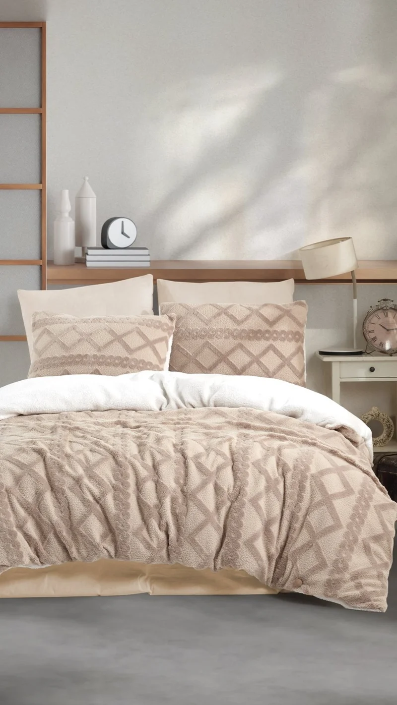 Elart Bonny Plush Duvet Cover Set 6 Pieces Double Cappuccino