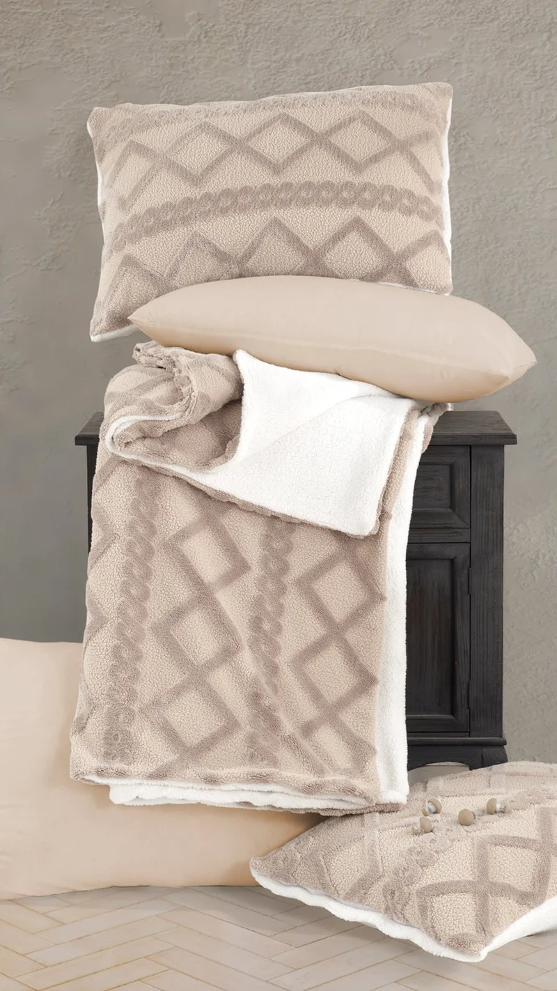 Elart Bonny Plush Duvet Cover Set 6 Pieces Double Cappuccino