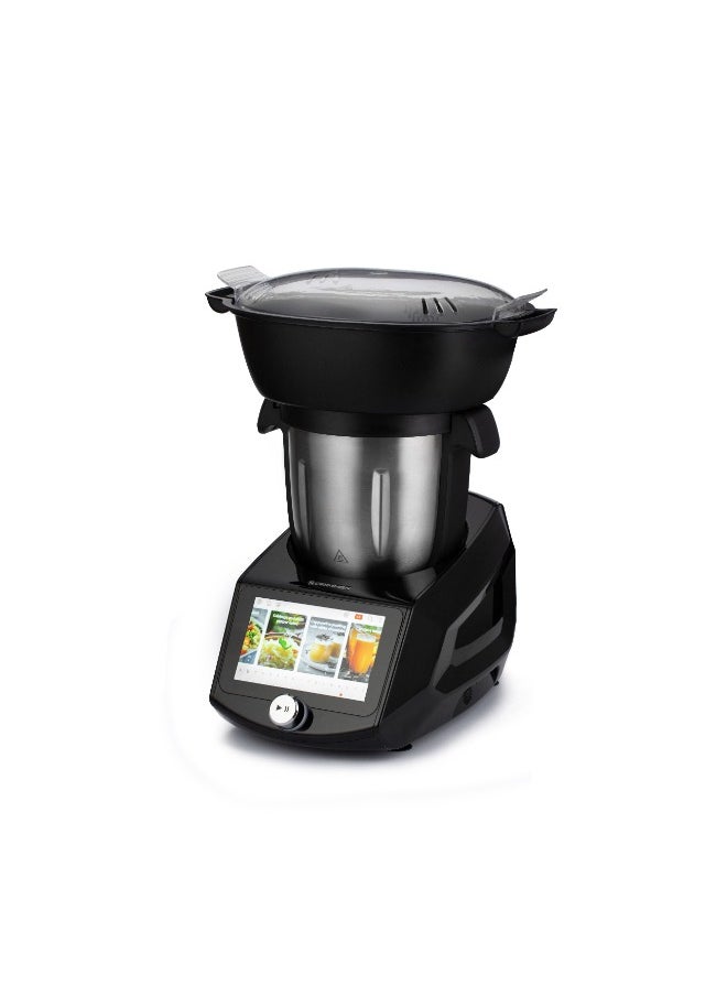 Grimmen Robot Kitchen Microwave Oven - Digital Touch Screen with Programmable Timer & 8 Cooking Programs - Smart Microwave with 14 Accessories, Steam Basket, Removable Knife & More  - Image 1