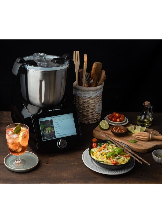 Robot Kitchen Microwave Oven - Digital Touch Screen with Programmable Timer & 8 Cooking Programs - Smart Microwave with 14 Accessories, Steam Basket, Removable Knife & More