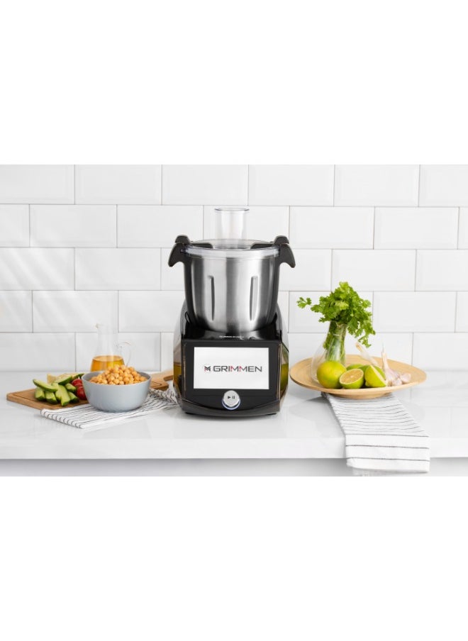 Grimmen Robot Kitchen Microwave Oven - Digital Touch Screen with Programmable Timer & 8 Cooking Programs - Smart Microwave with 14 Accessories, Steam Basket, Removable Knife & More  - Image 5