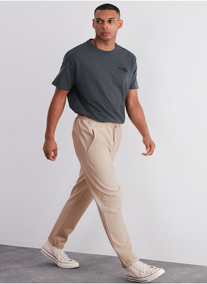 trendyol Limited Edition Stone Regular Cut Thick Double Leg Sweatpants TMNAW24EA00023  - Image 1