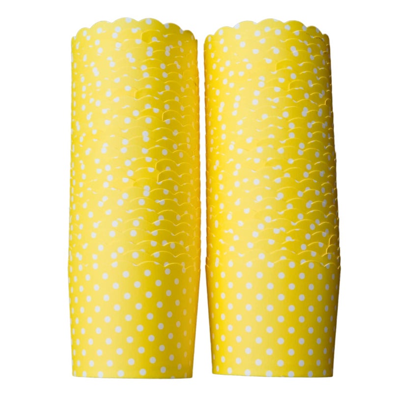 BAKEINCUP 50Pack Paper Baking Cups Greaseproof Disposable Cupcake Muffin Liners Large Yellow Polka Dots