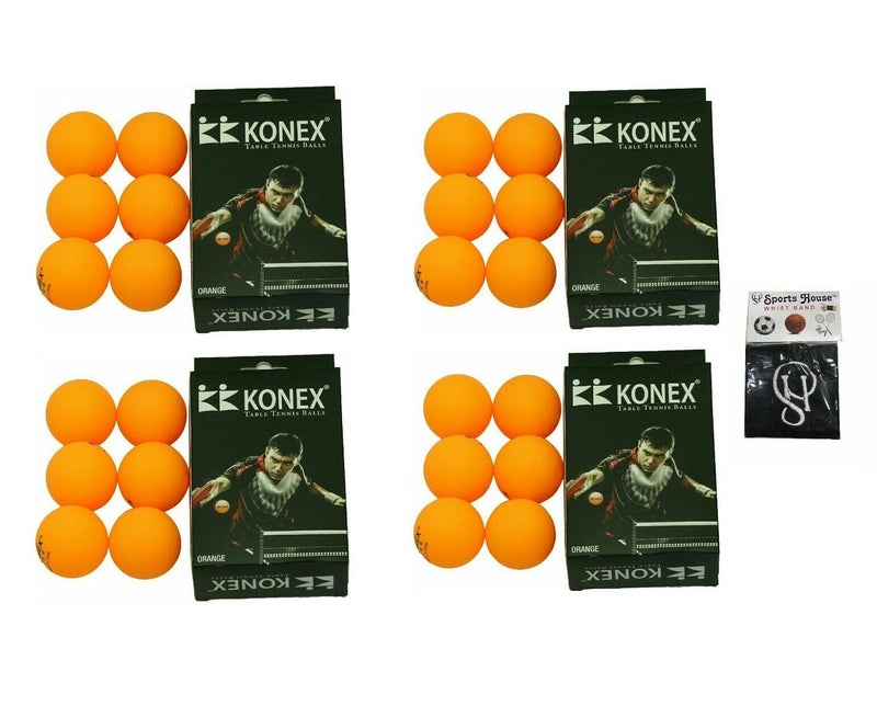 KONEX Table Tennis Ball - Yellow (Pack of 24) with SportsHouse Wrist Band - Image 1