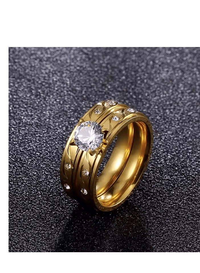سباركلينج بيوتي خاتم مزدوج أنيق مطلي بالذهب عيار 18 للنساء – فاخر ومتین  - Image 2