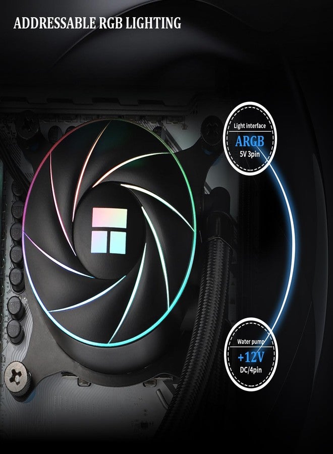 ثيرمالرايت مبرد مائي لوحدة المعالجة المركزية Thermalright Aqua Elite 240 ARGB، مزود بمراوح PWM مزدوجة، بسرعة 1550 دورة في الدقيقة، متوافق مع معالجات AMD/AM4/AM5 و Intel LGA1150/1151/1155/1156/1200/2011/1700/1851 (AE240 ARGB) - Image 4