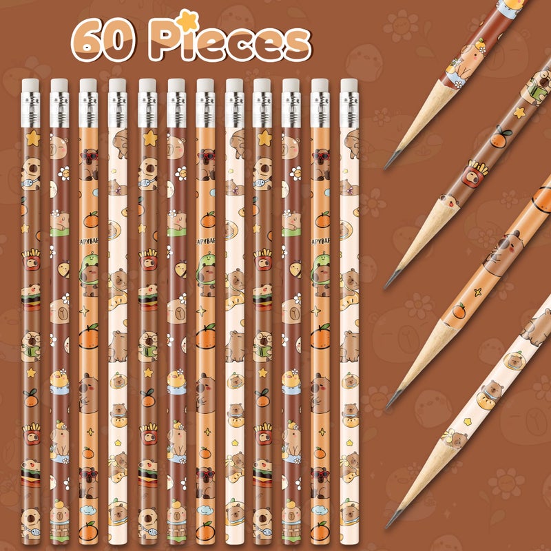 Xqumoi Capybara Pencils with Eraser - Cute Capybara #2 HB Pencils, School Classroom Student Rewards Back to School Office Supply Animal Print Goodie Bag Fillers Stuffers Birthday Party Favors - Image 3