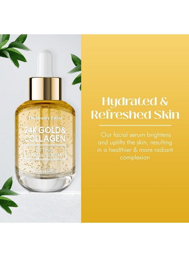 The Beauty Elixir Beauty Elixir 24k Gold & Collagen Serum For Face - Deeply Hydrating, Lightweight & Wrinkle Treatment - Clean, Cruelty-Free Korean Skin Care for All Skin Types - Dermatologist Tested - 1.69 oz - Image 2