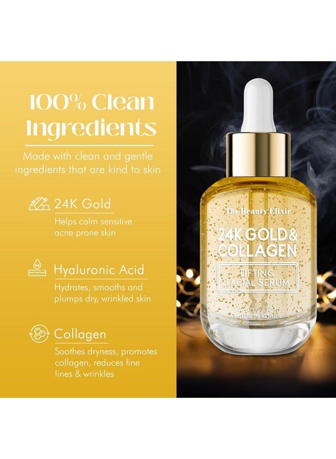 The Beauty Elixir Beauty Elixir 24k Gold & Collagen Serum For Face - Deeply Hydrating, Lightweight & Wrinkle Treatment - Clean, Cruelty-Free Korean Skin Care for All Skin Types - Dermatologist Tested - 1.69 oz - Image 4