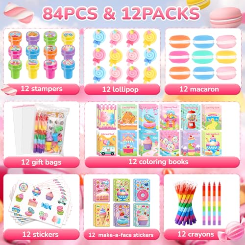 BenLouis 84Pcs Candyland Party Favors Ice Cream Donut Coloring Book Crayon Stickers Set Bulk for Kids Cupcake Lollipop Sweet Treats Birthday Gift Bag Desserts Pinata Filler Classroom Reward Crafts - Image 2