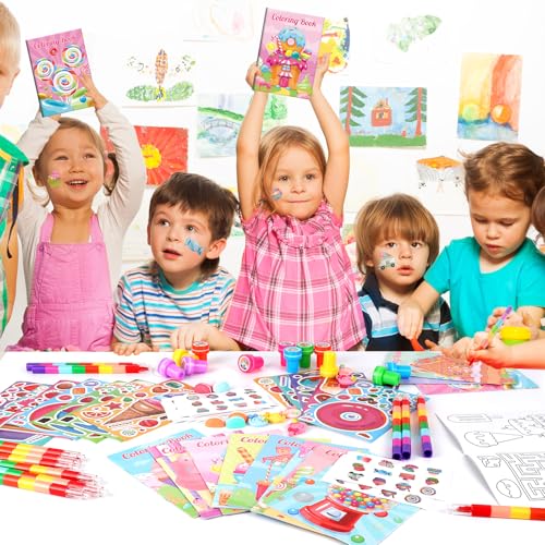 BenLouis 84Pcs Candyland Party Favors Ice Cream Donut Coloring Book Crayon Stickers Set Bulk for Kids Cupcake Lollipop Sweet Treats Birthday Gift Bag Desserts Pinata Filler Classroom Reward Crafts - Image 5
