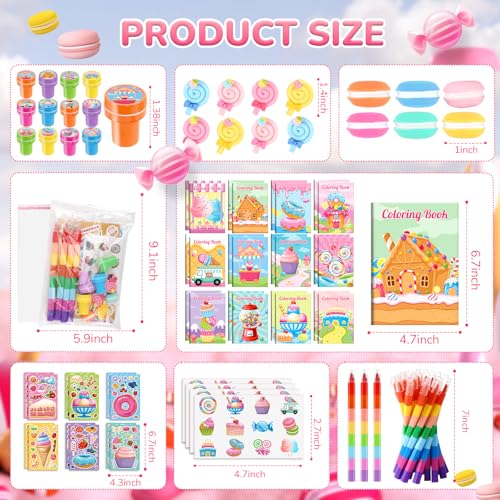 BenLouis 84Pcs Candyland Party Favors Ice Cream Donut Coloring Book Crayon Stickers Set Bulk for Kids Cupcake Lollipop Sweet Treats Birthday Gift Bag Desserts Pinata Filler Classroom Reward Crafts - Image 3